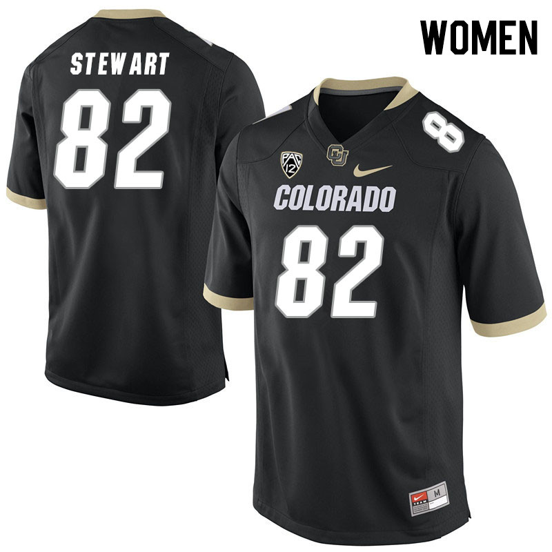 Women #82 Kendal Stewart Colorado Buffaloes College Football Jerseys Stitched Sale-Black